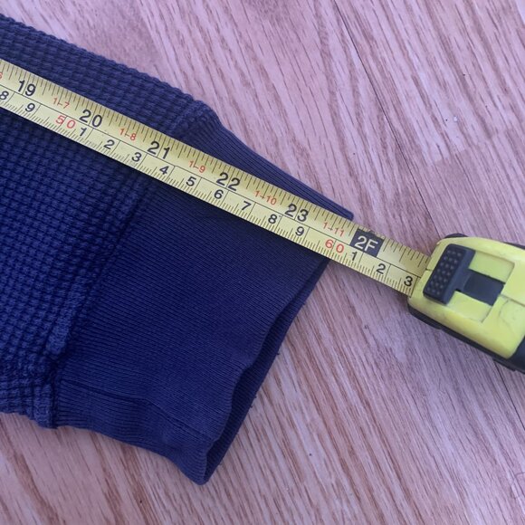 Eddie Bauer Thermal Henley Mens XL Blue Waffle Knit Three Button Placket Cotton - Picture 2 of 9